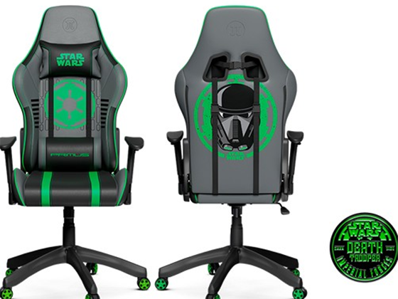SILLA GAMING PRIMUS DEATH TROOPER THRONO 200S, ESPALDAR ALTO AJUSTABLE, REPOSO DE BRAZOS, ESPALDA Y CABEZA, ALTURA AJUSTABLE Y BASE CON RUEDAS ROBUSTAS, GRIS / VERDE (PCH-S103DT)