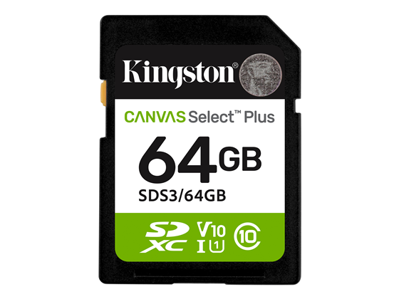 MEMORIA SD 64GB KINGSTON, SDXC, UHS-I, CLASE 10