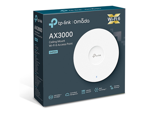 [105846] ACCESS POINT TP-LINK OMADA, ENGENIUS EAP650, WI-FI 6 (802.11AX) 2402 MBPS, 574 MBPS EN LA BANDA DE 2.4 GHZ.