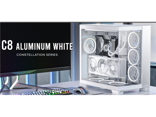 [107881] CASE GAMING ANTEC C8 AL CONSTELLATION SERIES DUAL CHAMBER MID-TOWER. COLOR BLANCO. DISEÑO DE DOBLE CÁMARA PARA GESTIÓN DE CABLES Y REFRIGERACIÓN ÓPTIMA. PANELES FRONTAL Y LATERAL DE VIDRIO TEMPLADO PARA VISTA PANORÁMICA DE 270°. SOPORTA PLACAS BASE E-ATX, ATX, MICRO-ATX E ITX. INCLUYE DOS VENTILADORES ARGB DE 140MM PREINSTALADOS EN EL COSTADO. CONECTIVIDAD FRONTAL: DOS PUERTOS USB 3.0, UN PUERTO USB TIPO-C Y UN PUERTO DE AUDIO HD. GESTIÓN DE CABLES: 90MM EN LA CÁMARA TRASERA. ALTURA MÁXIMA DISIPADOR CPU: 175MM. LONGITUD MÁXIMA GPU: 440MM. CAPACIDAD PARA CUATRO UNIDADES DE 3.5" Y CINCO DE 2.5". FUENTE DE PODER ATX (HASTA 240MM). FILTROS DE POLVO REMOVIBLES SUPERIOR, INFERIOR Y LATERAL.